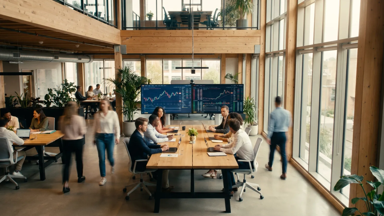 Réunion d'équipe collaborative dans un bureau moderne