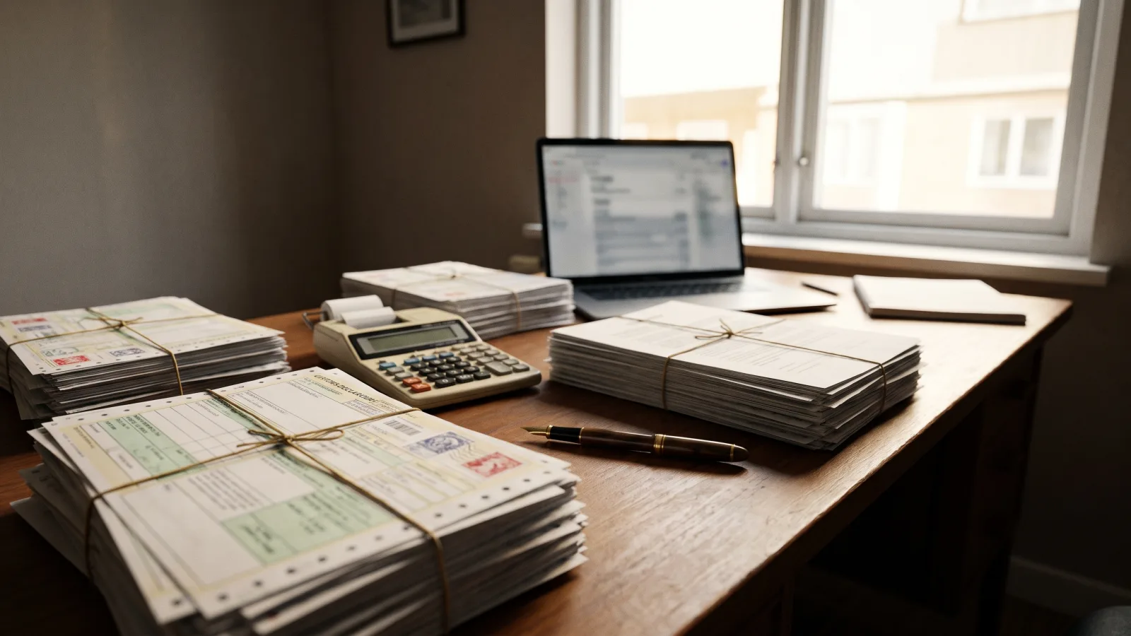 Documents douaniers et contrat d'exportation posés sur un bureau